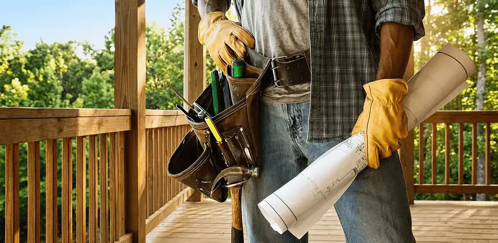 Professional handyman with tool belt ready for home repairs in Santa Ana, CA