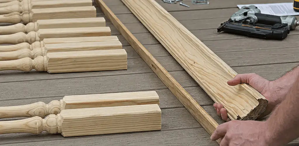 Handrail installation materials and wood components for stair rail work in Santa Ana, CA